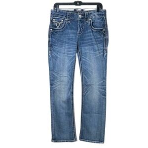 Rock Revival Rare Dobson Boot Jeans Sz 30 • Leather Inlay Pockets • RP9792VB203R